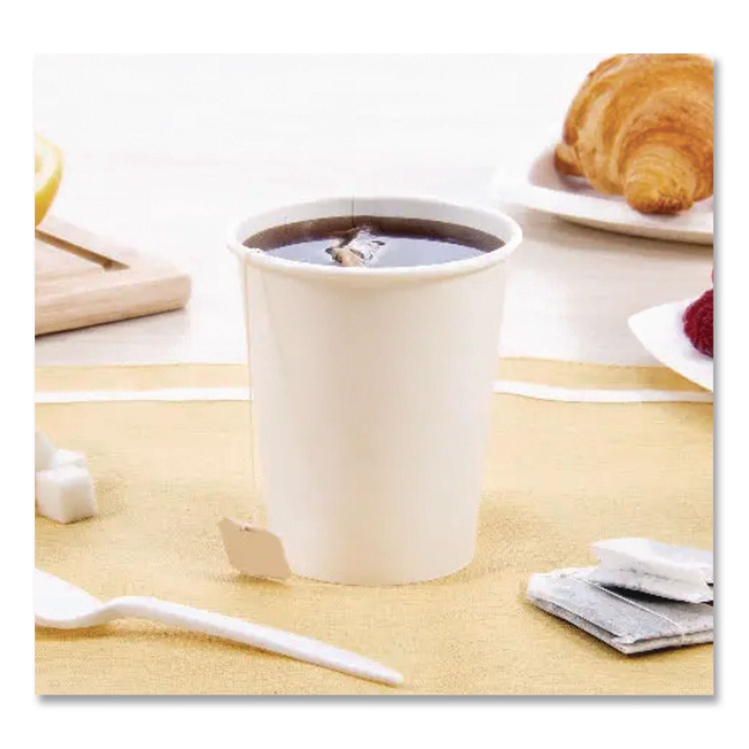 Single-Sided Poly Paper Hot Cups, 10 oz, White, 50 Sleeve, 20 Sleeves/Carton