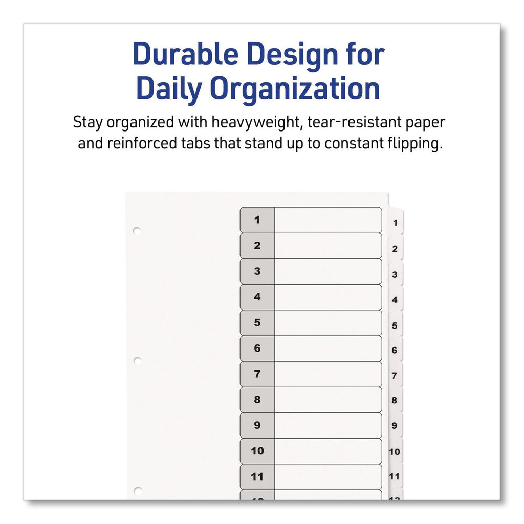 Customizable TOC Ready Index Black and White Dividers, 12-Tab, 1 to 12, 11 x 8.5, 1 Set