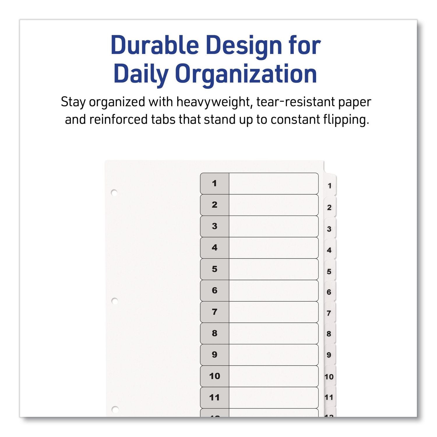 Customizable TOC Ready Index Black and White Dividers, 12-Tab, 1 to 12, 11 x 8.5, 1 Set