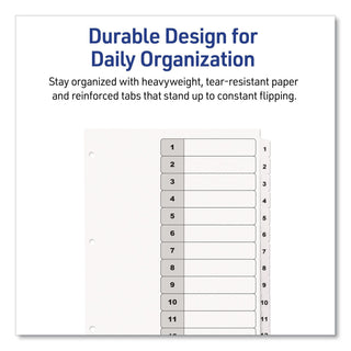 Customizable TOC Ready Index Black and White Dividers, 12-Tab, 1 to 12, 11 x 8.5, 1 Set