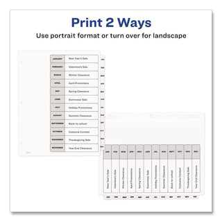 Customizable TOC Ready Index Black and White Dividers, 12-Tab, Jan. to Dec., 11 x 8.5, 1 Set