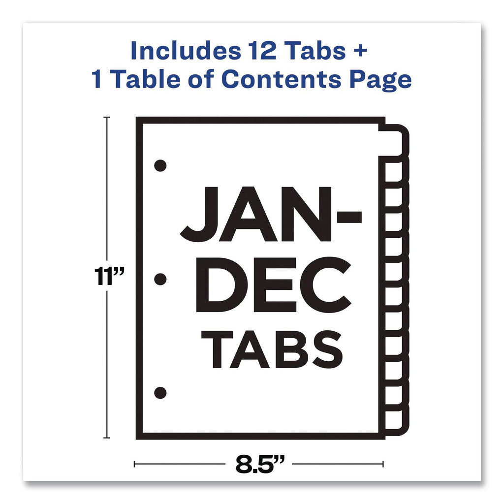 Customizable TOC Ready Index Black and White Dividers, 12-Tab, Jan. to Dec., 11 x 8.5, 1 Set