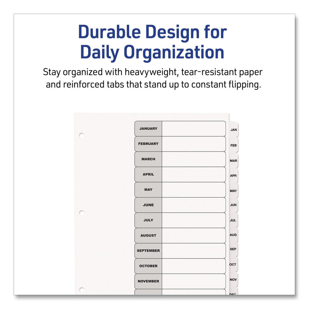 Customizable TOC Ready Index Black and White Dividers, 12-Tab, Jan. to Dec., 11 x 8.5, 1 Set