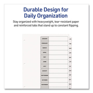 Customizable TOC Ready Index Black and White Dividers, 12-Tab, Jan. to Dec., 11 x 8.5, 1 Set