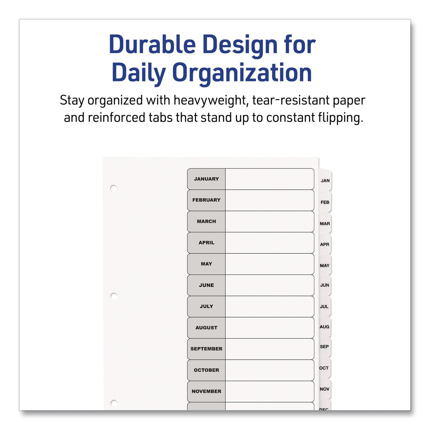 Customizable TOC Ready Index Black and White Dividers, 12-Tab, Jan. to Dec., 11 x 8.5, 1 Set