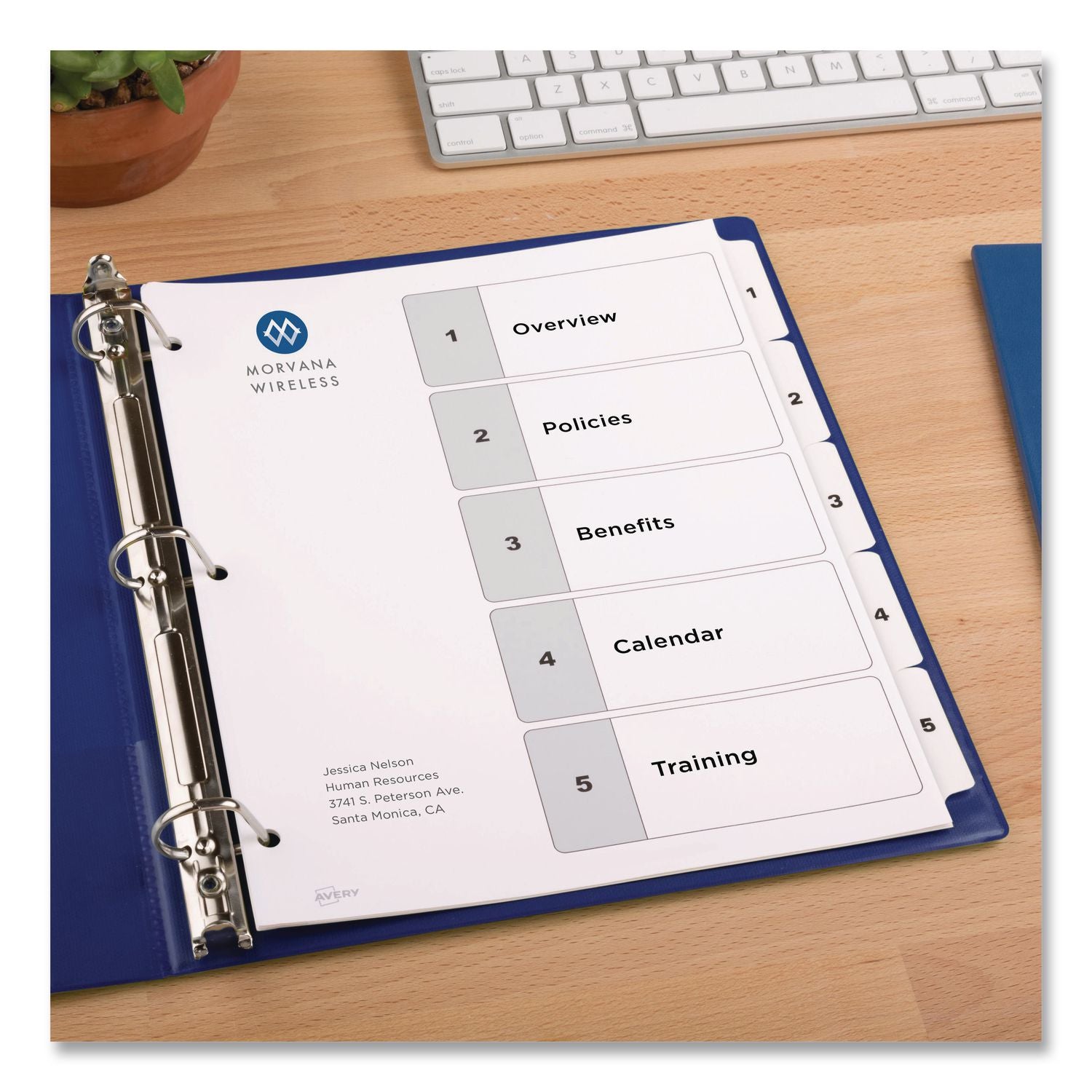 Customizable TOC Ready Index Black and White Dividers, 5-Tab, 1 to 5, 11 x 8.5, 1 Set