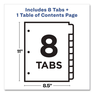 Customizable TOC Ready Index Black and White Dividers, 8-Tab, 1 to 8, 11 x 8.5, 1 Set