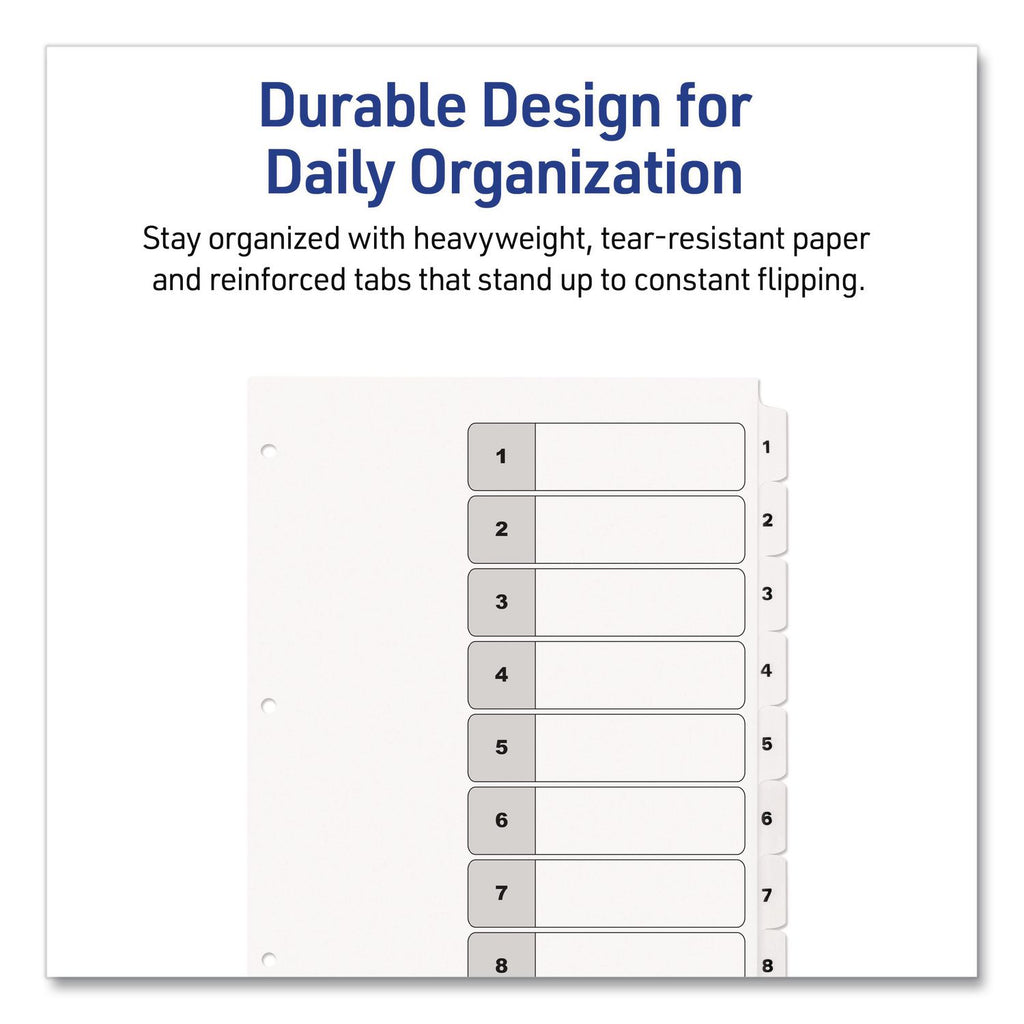 Customizable TOC Ready Index Black and White Dividers, 8-Tab, 1 to 8, 11 x 8.5, 1 Set