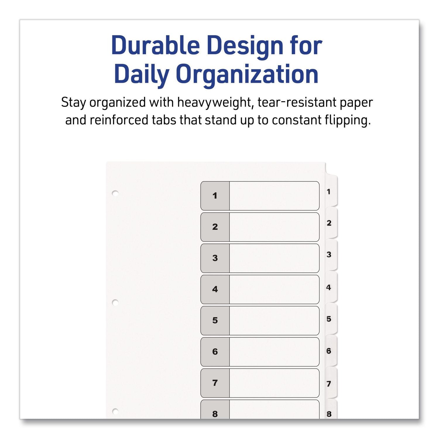Customizable TOC Ready Index Black and White Dividers, 8-Tab, 1 to 8, 11 x 8.5, 1 Set