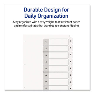 Customizable TOC Ready Index Black and White Dividers, 8-Tab, 1 to 8, 11 x 8.5, 1 Set