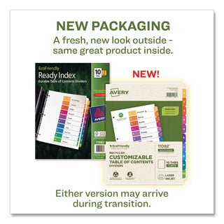Customizable Table of Contents Ready Index Dividers with Multicolor Tabs, 10-Tab, 1 to 10, 11 x 8.5, White, 3 Sets