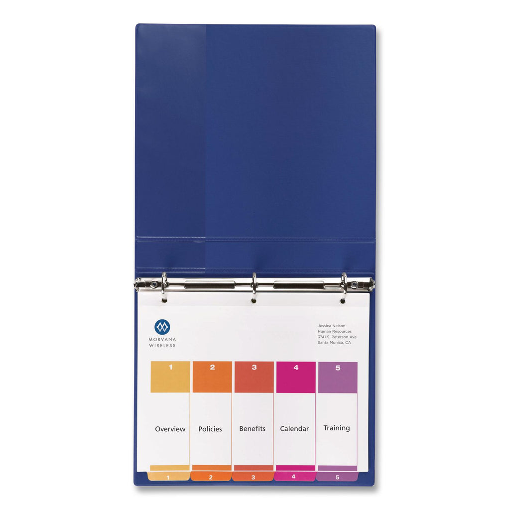 Customizable TOC Ready Index Multicolor Tab Dividers, 5-Tab, 1 to 5, 11 x 8.5, White, Traditional Color Tabs, 1 Set