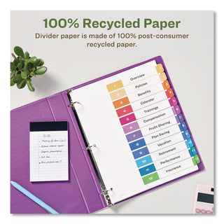 Customizable Table of Contents Ready Index Dividers with Multicolor Tabs, 12-Tab, 1 to 12, 11 x 8.5, White, 3 Sets