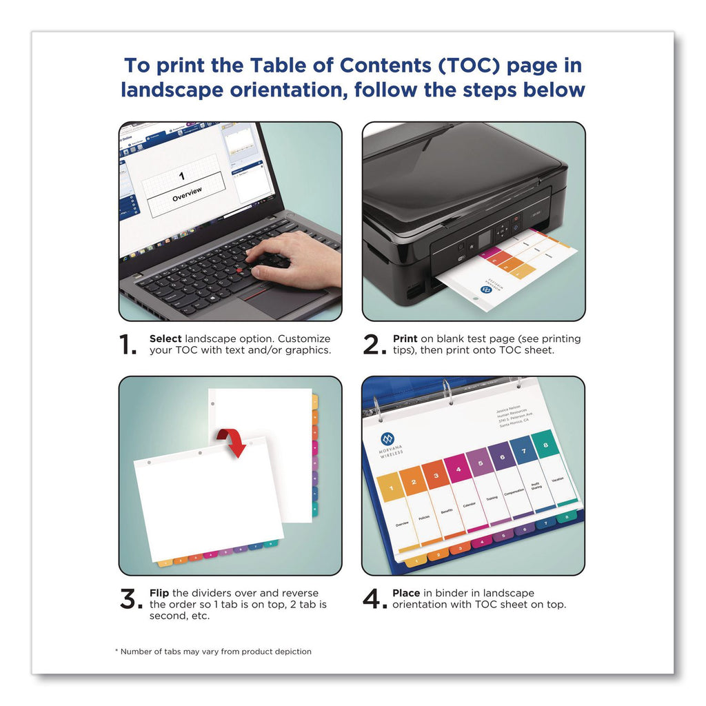 Avery A-Z Customizable Multicolor TOC Dividers - 156 x Divider(s) - A-Z, Table of Contents - 26 Tab(s)/Set - 8.5" Divider Width x 11" Divider Length - 3 Hole Punched - White Paper Divider - Multicolor Paper Tab(s) - 6 / Pack