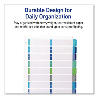 Customizable TOC Ready Index Double Column Multicolor Tab Dividers, 16-Tab, 1 to 16, 11 x 8.5, White, 1 Set
