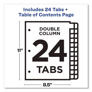Customizable TOC Ready Index Double Column Multicolor Tab Dividers, 24-Tab, 1 to 24, 11 x 8.5, White, 1 Set