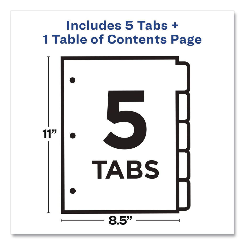 Customizable Table of Contents Ready Index Dividers with Multicolor Tabs, 5-Tab, 1 to 5, 11 x 8.5, Translucent, 1 Set