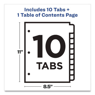 Customizable Table of Contents Ready Index Dividers with Multicolor Tabs, 10-Tab, 1 to 10, 11 x 8.5, Translucent, 1 Set