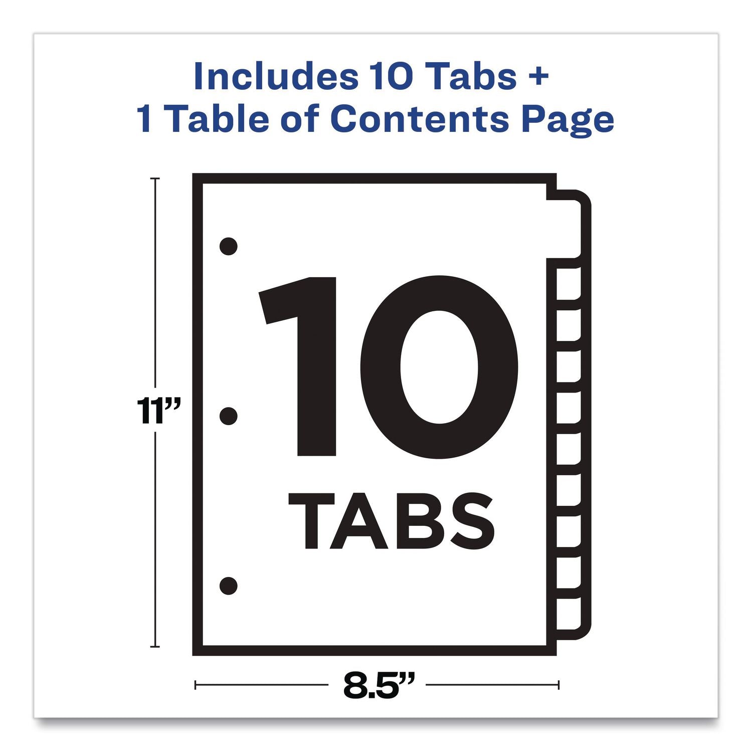 Customizable Table of Contents Ready Index Dividers with Multicolor Tabs, 10-Tab, 1 to 10, 11 x 8.5, Translucent, 1 Set