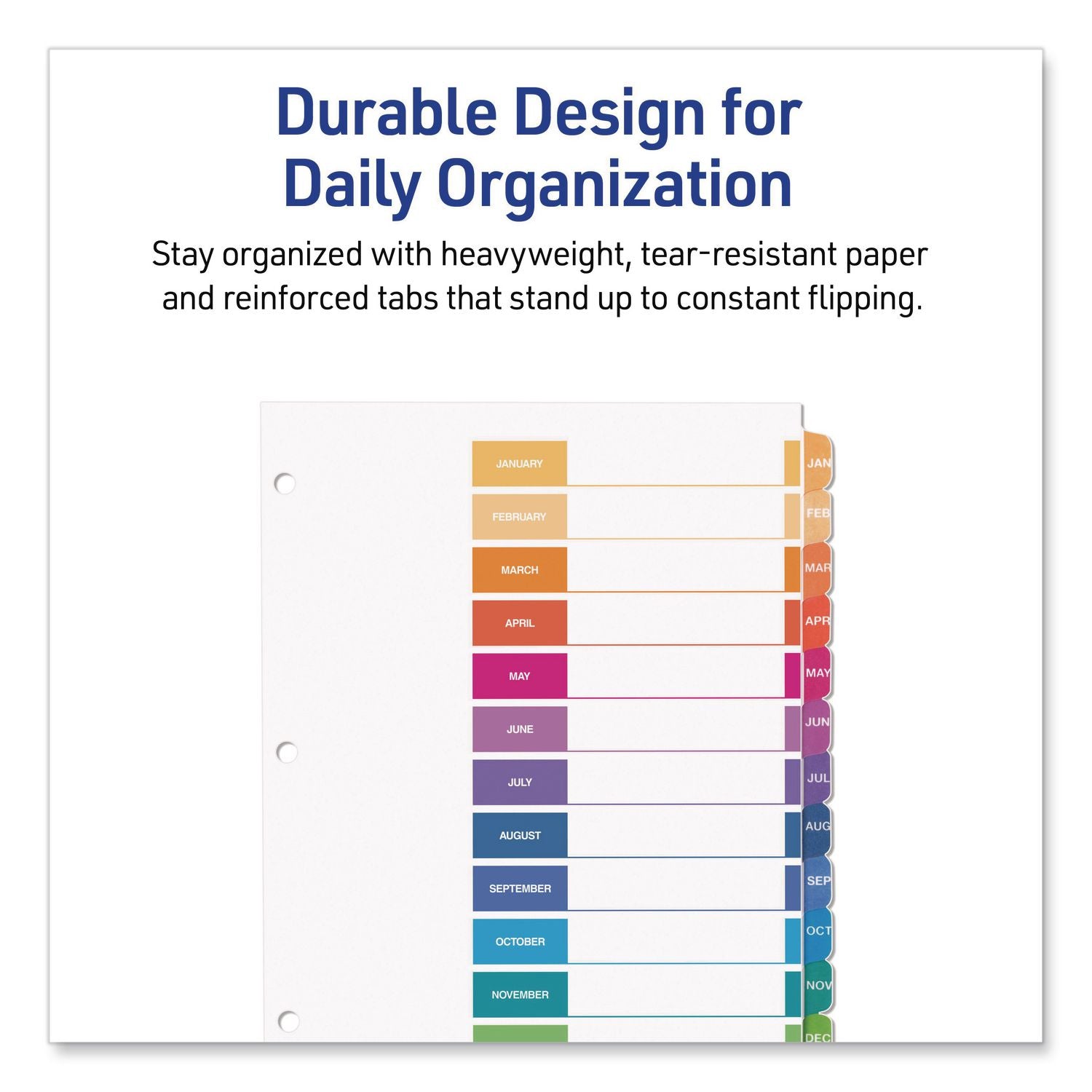 Customizable Table of Contents Ready Index Multicolor Dividers, 12-Tab, Jan. to Dec., 11 x 8.5, White, 6 Sets