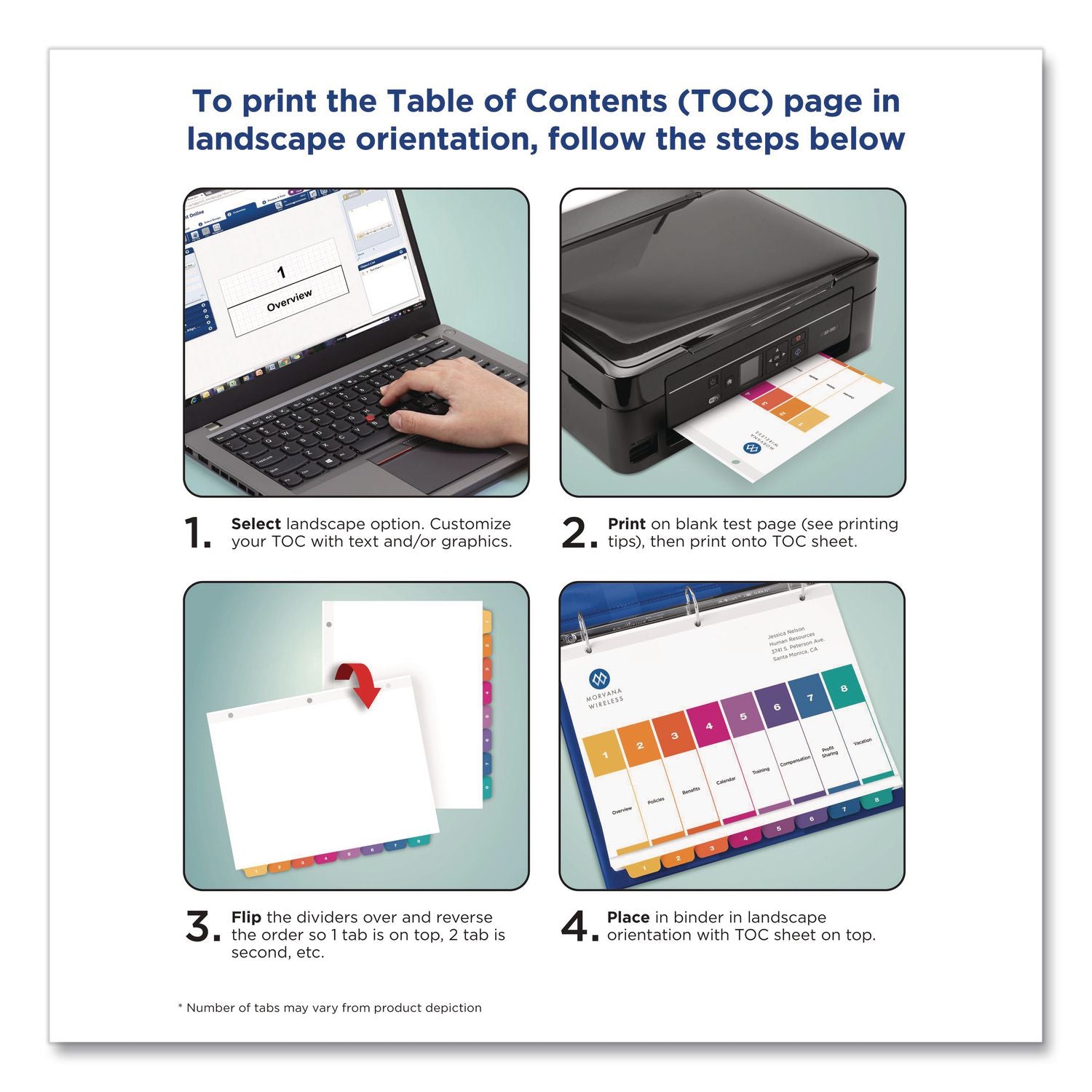 Customizable Table of Contents Ready Index Multicolor Dividers, 12-Tab, Jan. to Dec., 11 x 8.5, White, 6 Sets