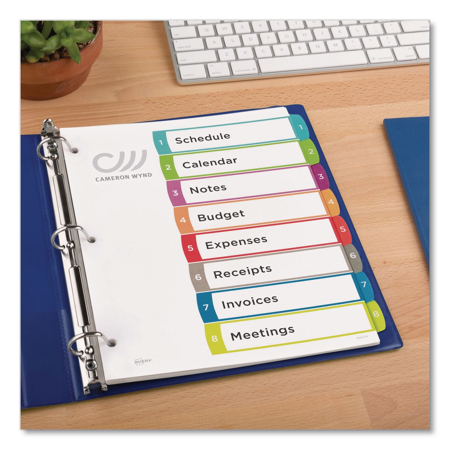 Customizable TOC Ready Index Multicolor Tab Dividers, 8-Tab, 1 to 8, 11 x 8.5, White, Contemporary Color Tabs, 1 Set