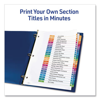 Avery A-Z Customizable Multicolor TOC Dividers - 156 x Divider(s) - A-Z, Table of Contents - 26 Tab(s)/Set - 8.5" Divider Width x 11" Divider Length - 3 Hole Punched - White Paper Divider - Multicolor Paper Tab(s) - 6 / Pack