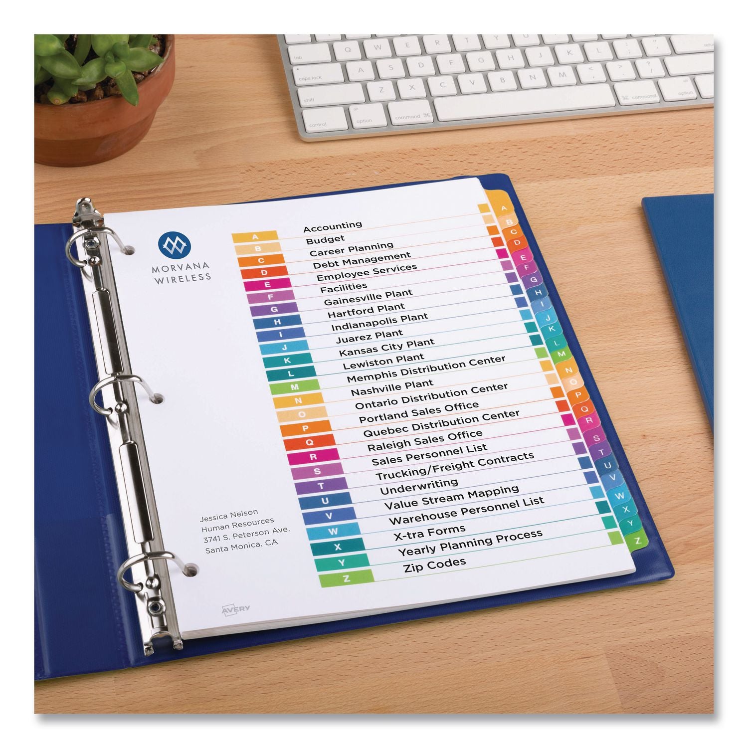 Avery A-Z Customizable Multicolor TOC Dividers - 156 x Divider(s) - A-Z, Table of Contents - 26 Tab(s)/Set - 8.5" Divider Width x 11" Divider Length - 3 Hole Punched - White Paper Divider - Multicolor Paper Tab(s) - 6 / Pack