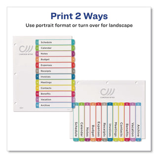 Customizable TOC Ready Index Multicolor Tab Dividers, 12-Tab, 1 to 12, 11 x 8.5, White, Contemporary Color Tabs, 1 Set