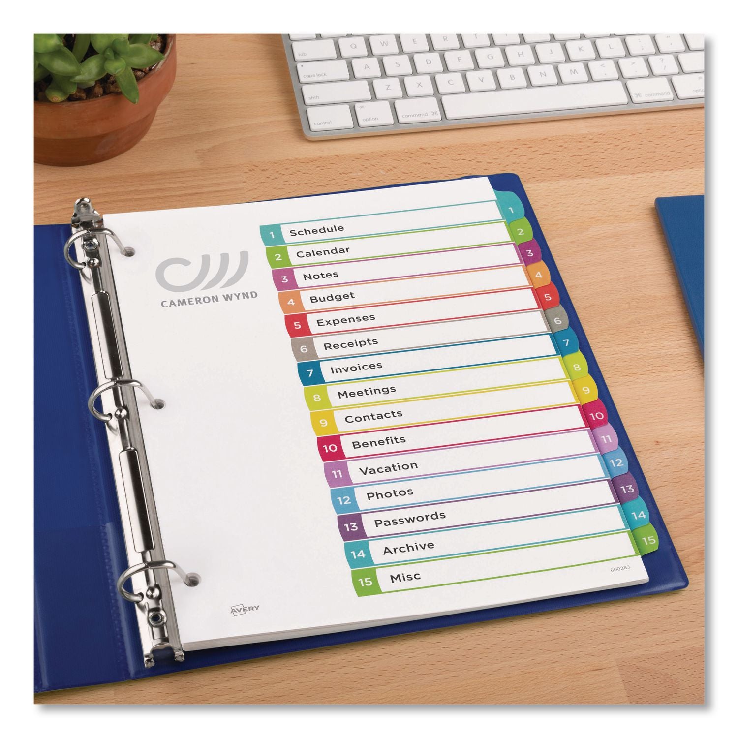 Customizable TOC Ready Index Multicolor Tab Dividers, 15-Tab, 1 to 15, 11 x 8.5, White, Contemporary Color Tabs, 1 Set