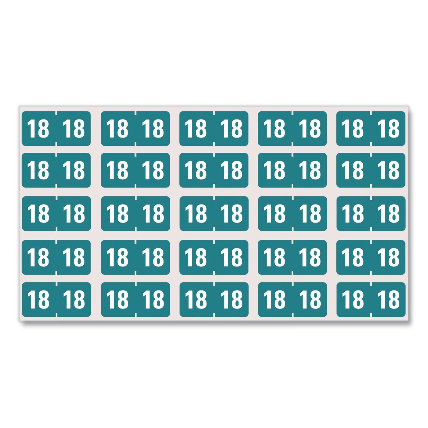Yearly End Tab File Folder Labels, 18, 0.75 x 1.5, Teal, 500/Roll