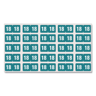 Yearly End Tab File Folder Labels, 18, 0.75 x 1.5, Teal, 500/Roll