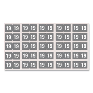 Yearly End Tab File Folder Labels, 19, 0.75 x 1.5, Gray, 500/Roll