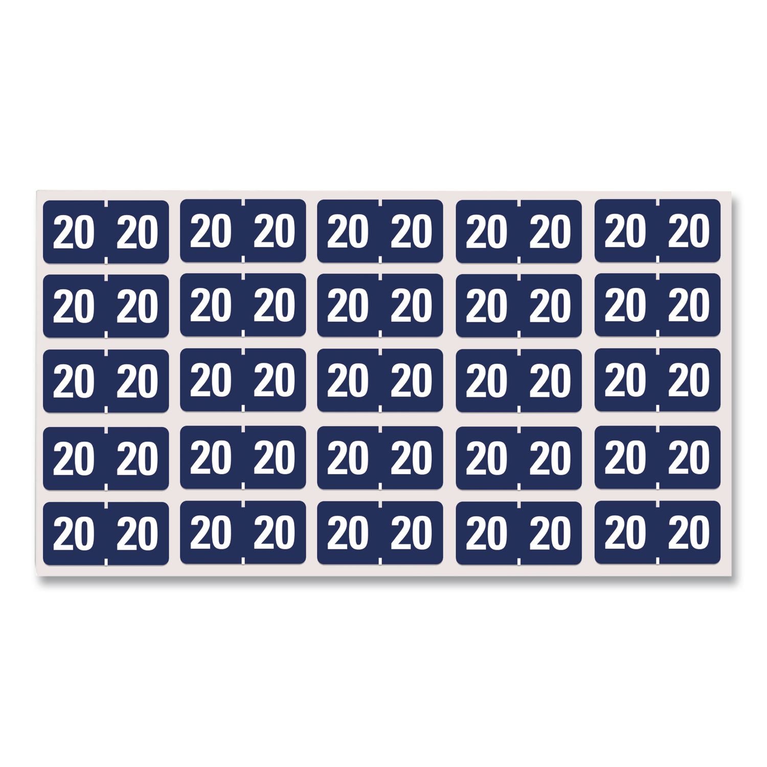Yearly End Tab File Folder Labels, 20, 0.75 x 1.5, Dark Blue, 500/Roll