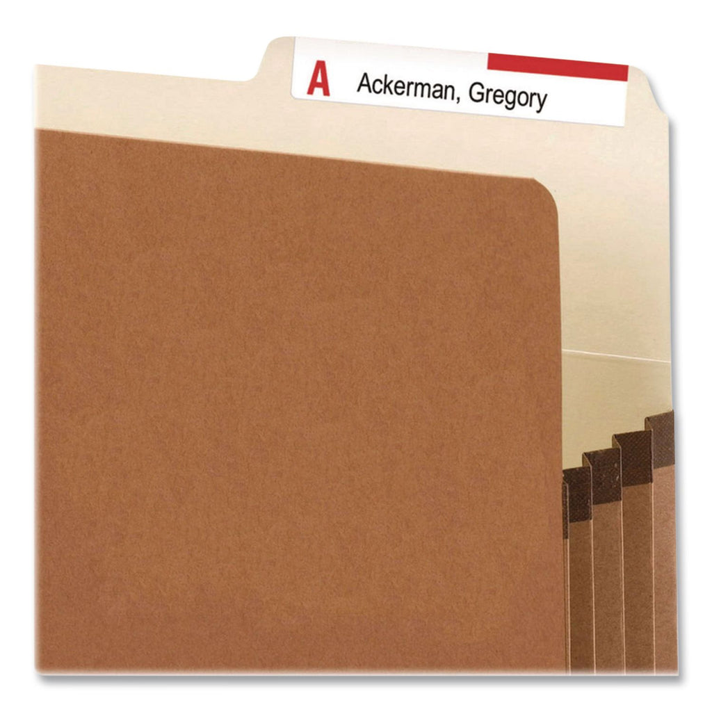Redrope Drop Front File Pockets with 2/5-Cut Guide Height Tabs, 1.75" Expansion, Letter Size, Redrope, 25/Box