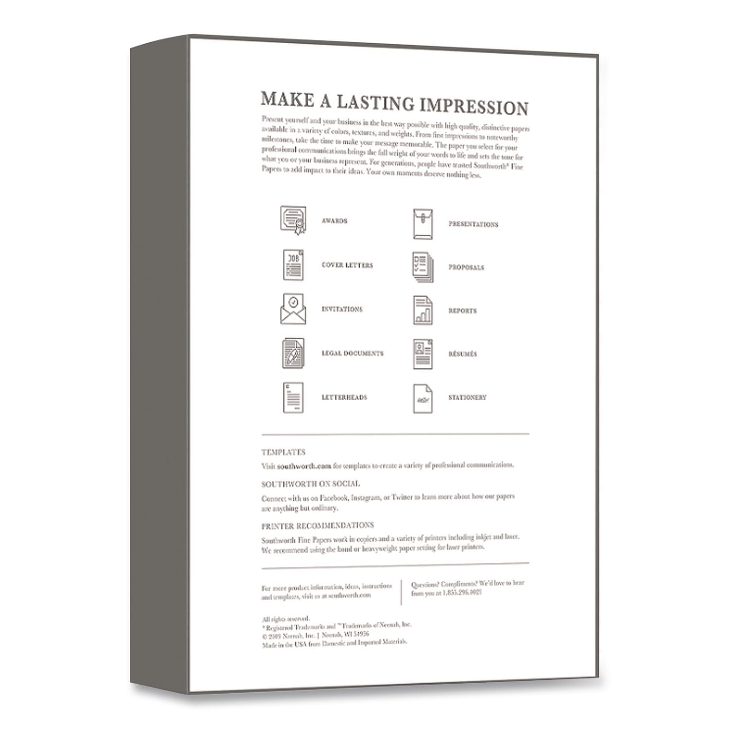 25% Cotton Business Paper, 24 lb Bond Weight, 8.5 x 11, Natural, 500 Sheets/Ream