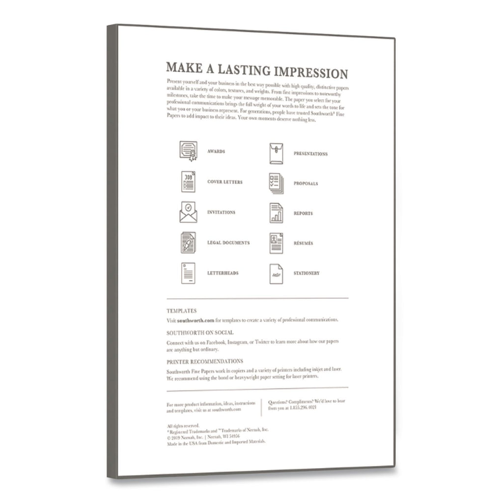 100% Cotton Resume Paper, 24 lb Bond Weight, 8.5 x 11, Ivory, 100/Pack