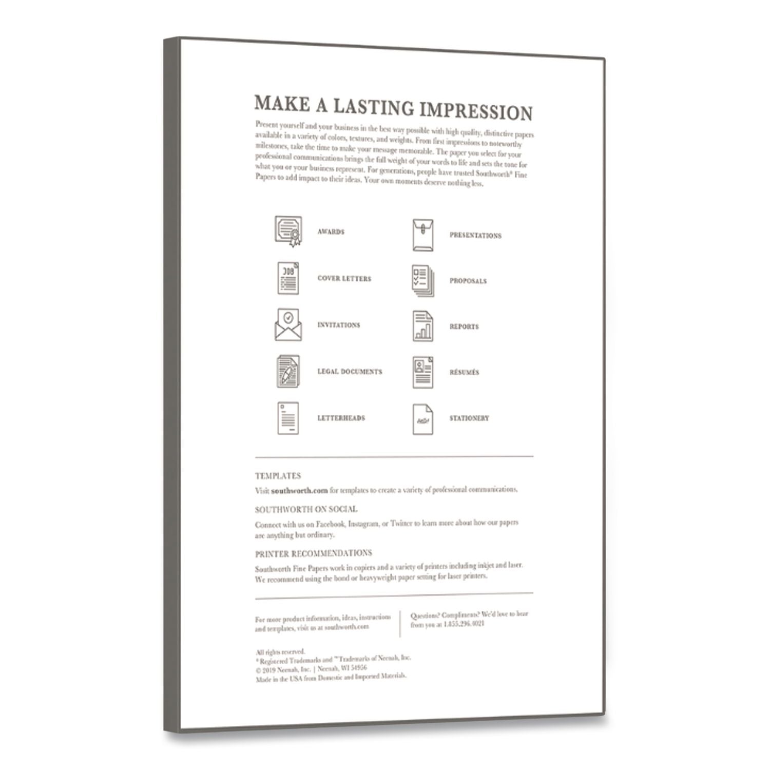 100% Cotton Resume Paper, 24 lb Bond Weight, 8.5 x 11, Ivory, 100/Pack