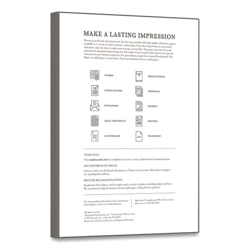 100% Cotton Resume Paper, 95 Bright, 32 lb Bond Weight, 8.5 x 11, White, 100/Pack