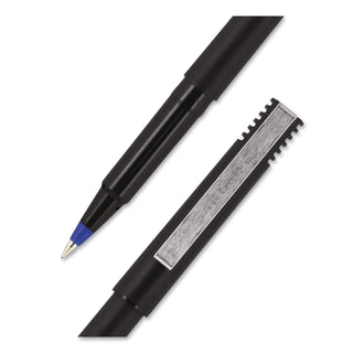 Roller Ball Pen, Stick, Extra-Fine 0.5 mm, Blue Ink, Black/Blue Barrel, 72/Pack