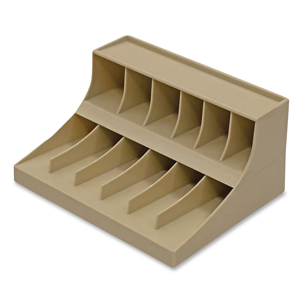 Coin Wrapper and Bill Strap 2-Tier Rack, 11 Compartments, 9.38 x 8.13 4.63, Plastic, Pebble Beige