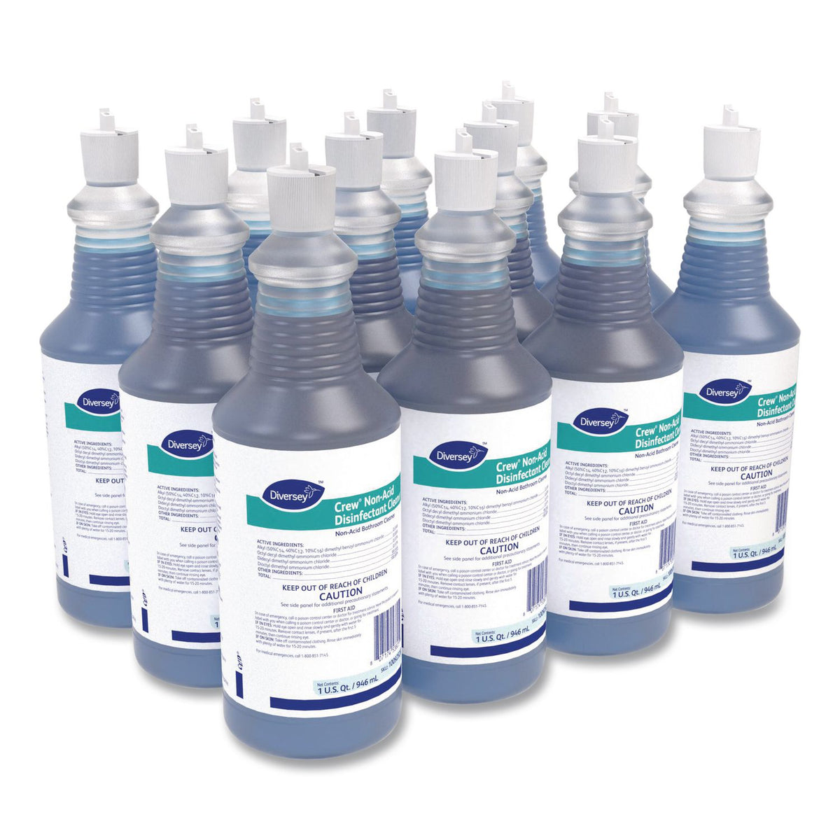 Crew Neutral Non-Acid Bowl and Bathroom Disinfectant, 32 oz Squeeze Bottle, 12/Carton