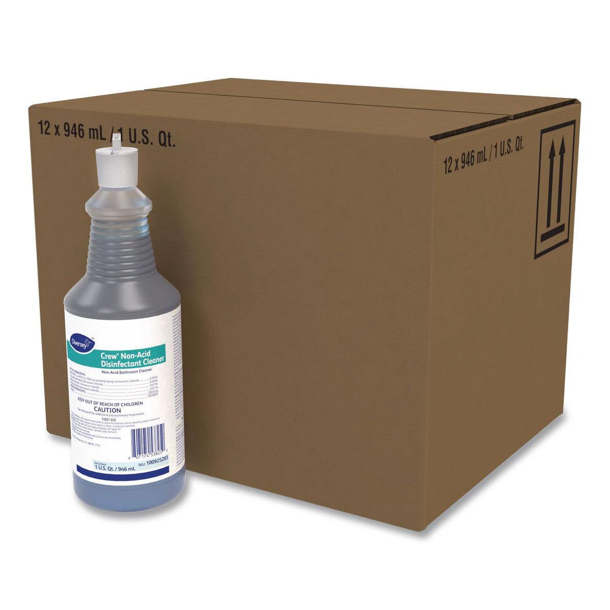Crew Neutral Non-Acid Bowl and Bathroom Disinfectant, 32 oz Squeeze Bottle, 12/Carton