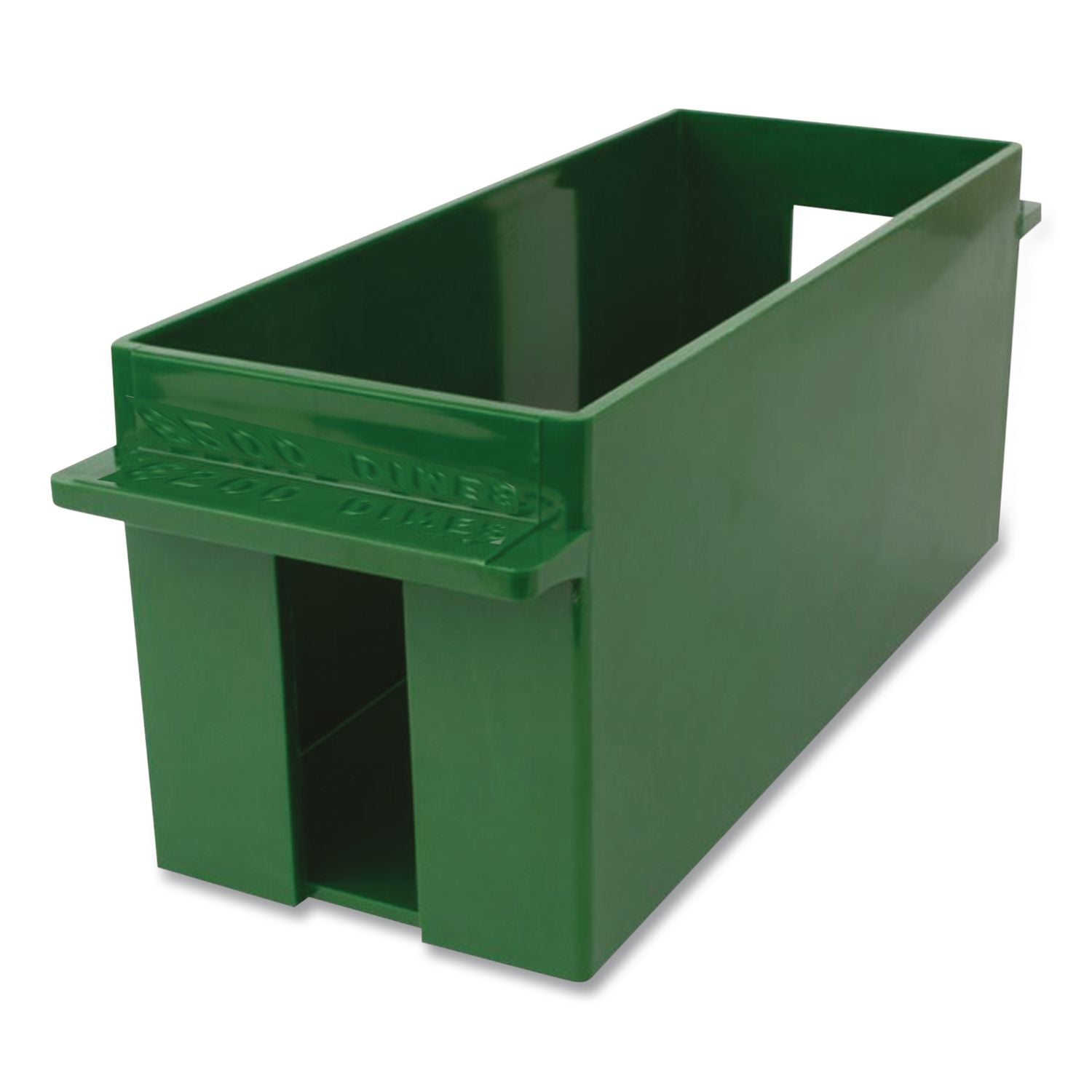 Extra-Capacity Coin Tray, Dimes, 1 Compartment, Denomination and Capacity Etched On Side, 10.5 x 4.75 x 5, Plastic, Green