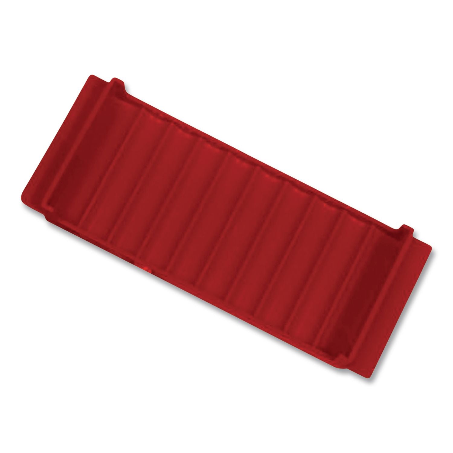 Stackable Plastic Coin Tray, Pennies, 10 Compartments, Denomination and Capacity Etched On Side, Stackable, 10 x 5, Red