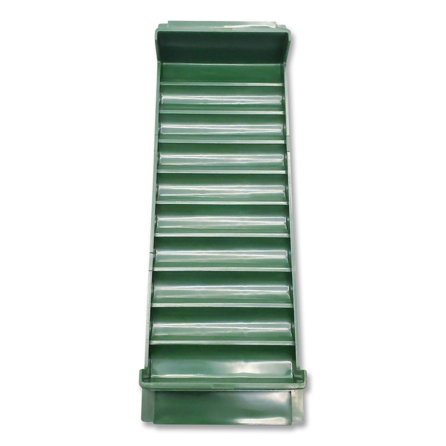 Stackable Plastic Coin Tray, Dimes, 10 Compartments, Denomination and Capacity Etched On Side, Green