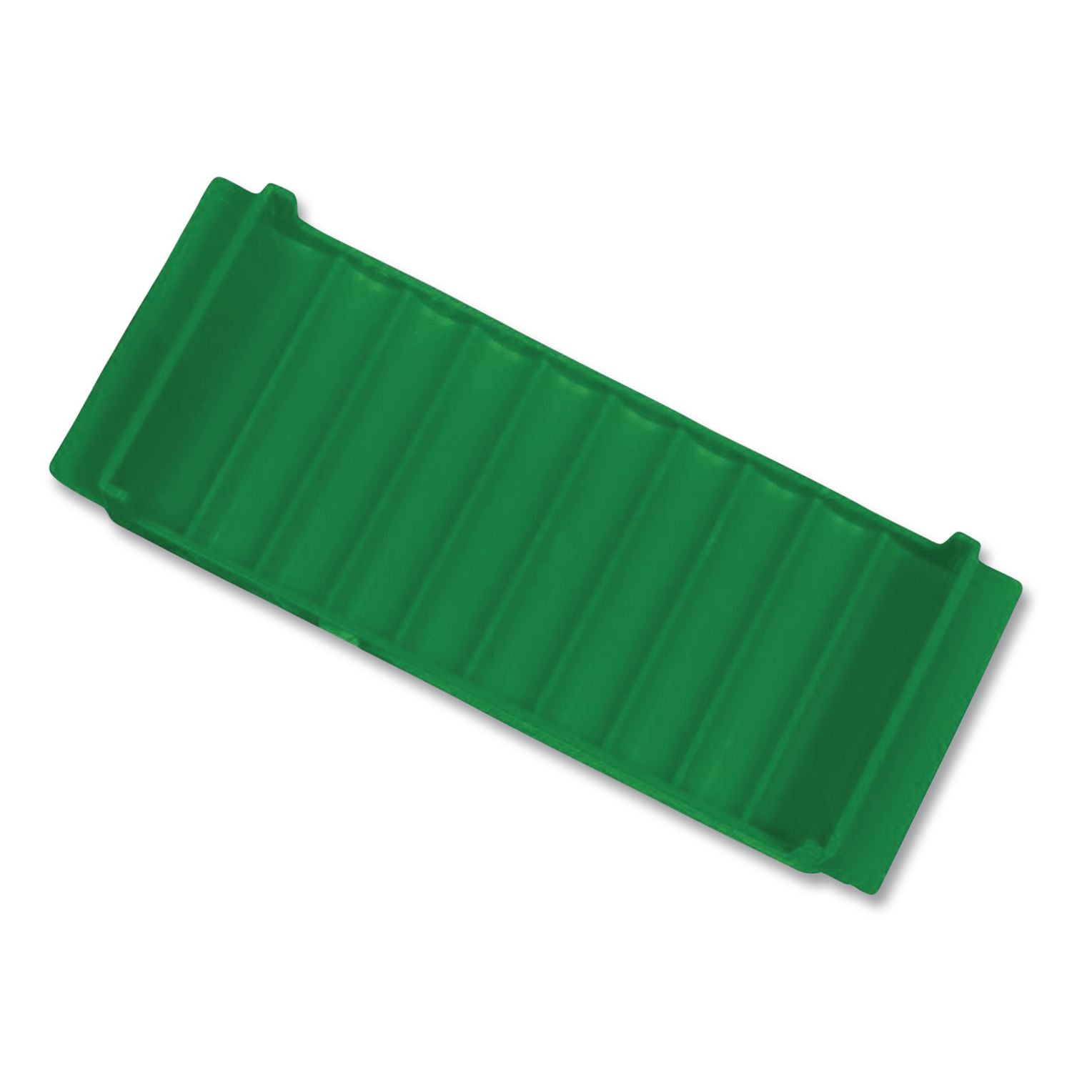Stackable Plastic Coin Tray, Dimes, 10 Compartments, Denomination and Capacity Etched On Side, Green