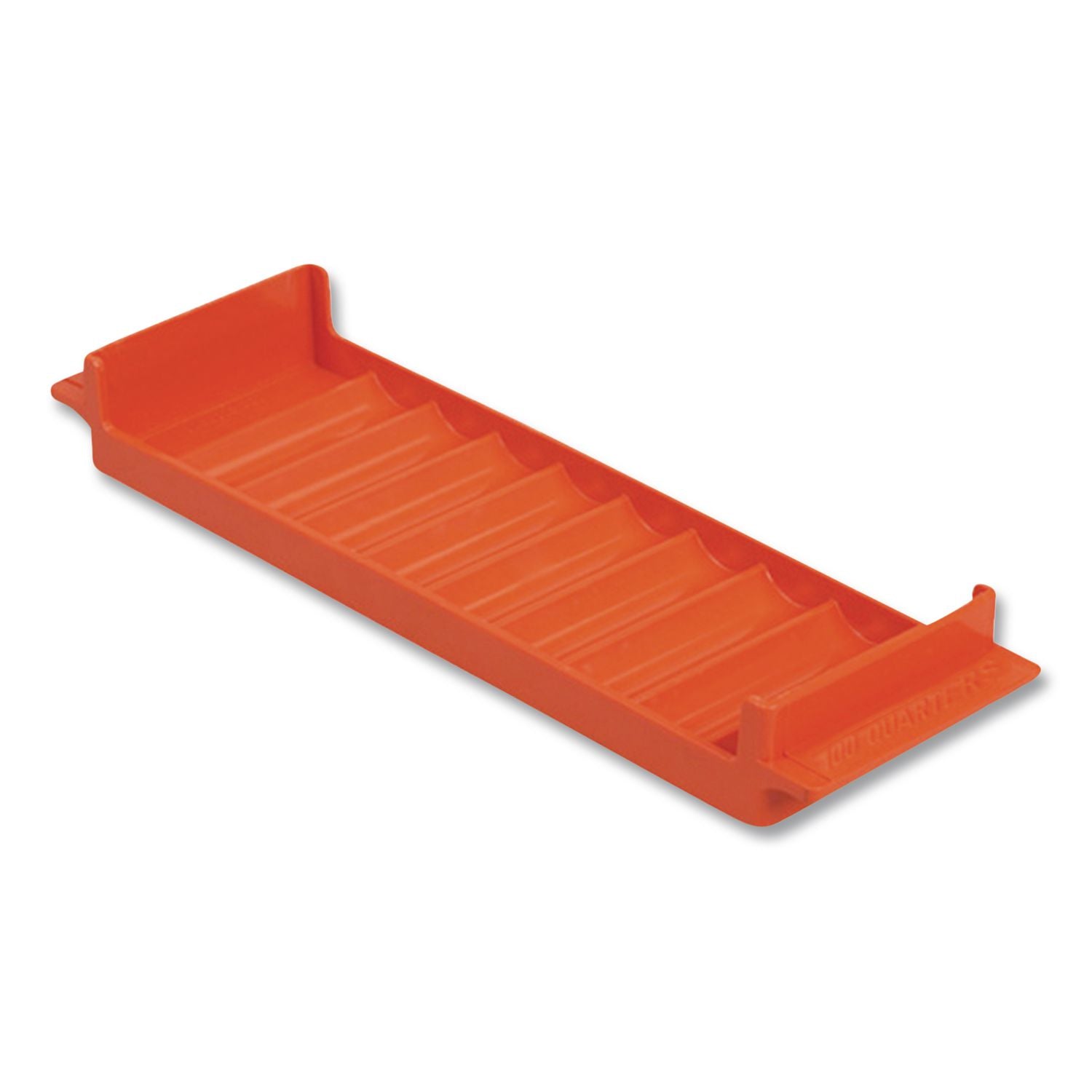 Stackable Plastic Coin Tray, Quarters, 10 Compartments, Denomination and Capacity Etched On Side, Stackable, Orange
