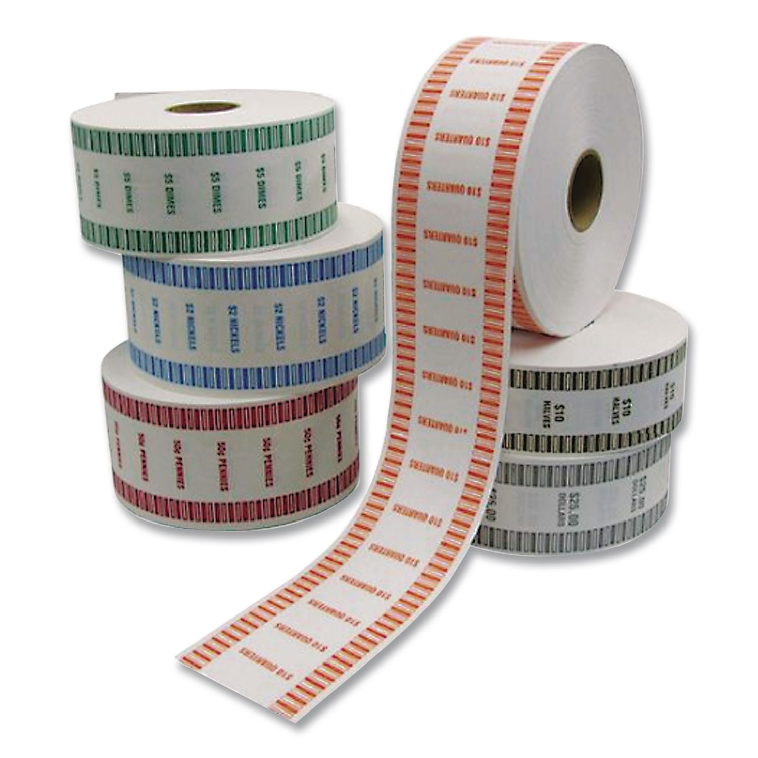Automatic Coin Wrapper Roll for Coin Wrapping Machines, Quarters, $10.00, Kraft/Orange, 2,000/Roll, 8 Rolls/Carton