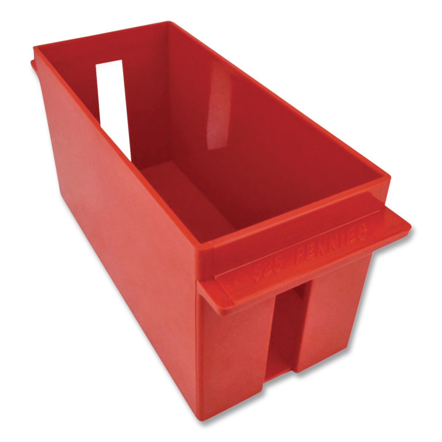 Extra-Capacity Coin Tray, Pennies, 1 Compartment, Denomination and Capacity Etched On Side, Stackable, Plastic, Red